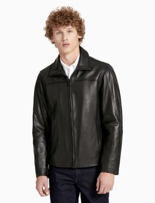 black leather jacket calvin klein