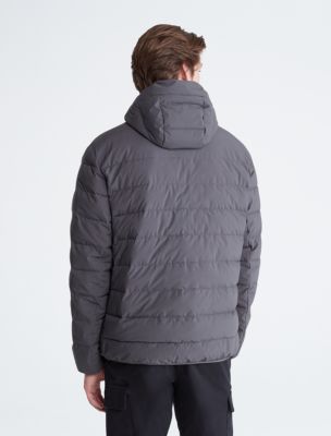 Calvin klein women's long packable hot sale down jacket with attached hood