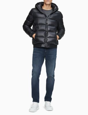 calvin klein jeans multi logo black puffer jacket