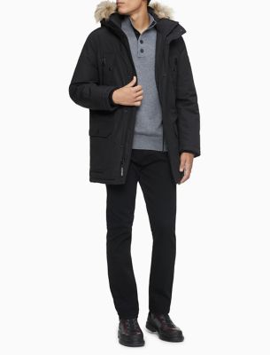 faux fur hood parka jacket