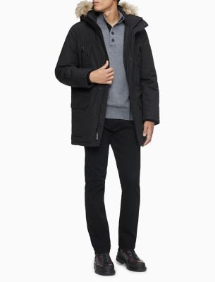 calvin klein bomber jacket with faux fur hood