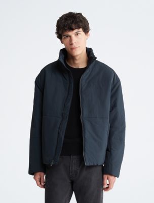 Mock Neck Puffer Jacket, Washed Black