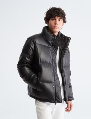 Calvin klein men's faux cheap leather jacket