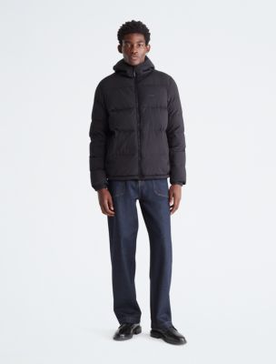 NWT! Calvin Klein High Shine Hooded Men’s Medium Puffer Jacket True Navy  Blue