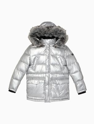 calvin klein silver puffer jacket