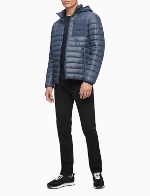 calvin klein packable down hooded jacket