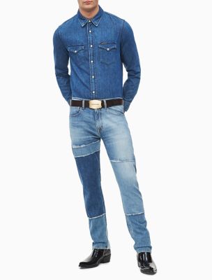 calvin klein patchwork jeans
