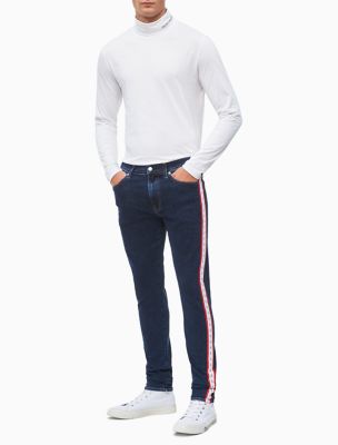 calvin klein logo stripe jeans