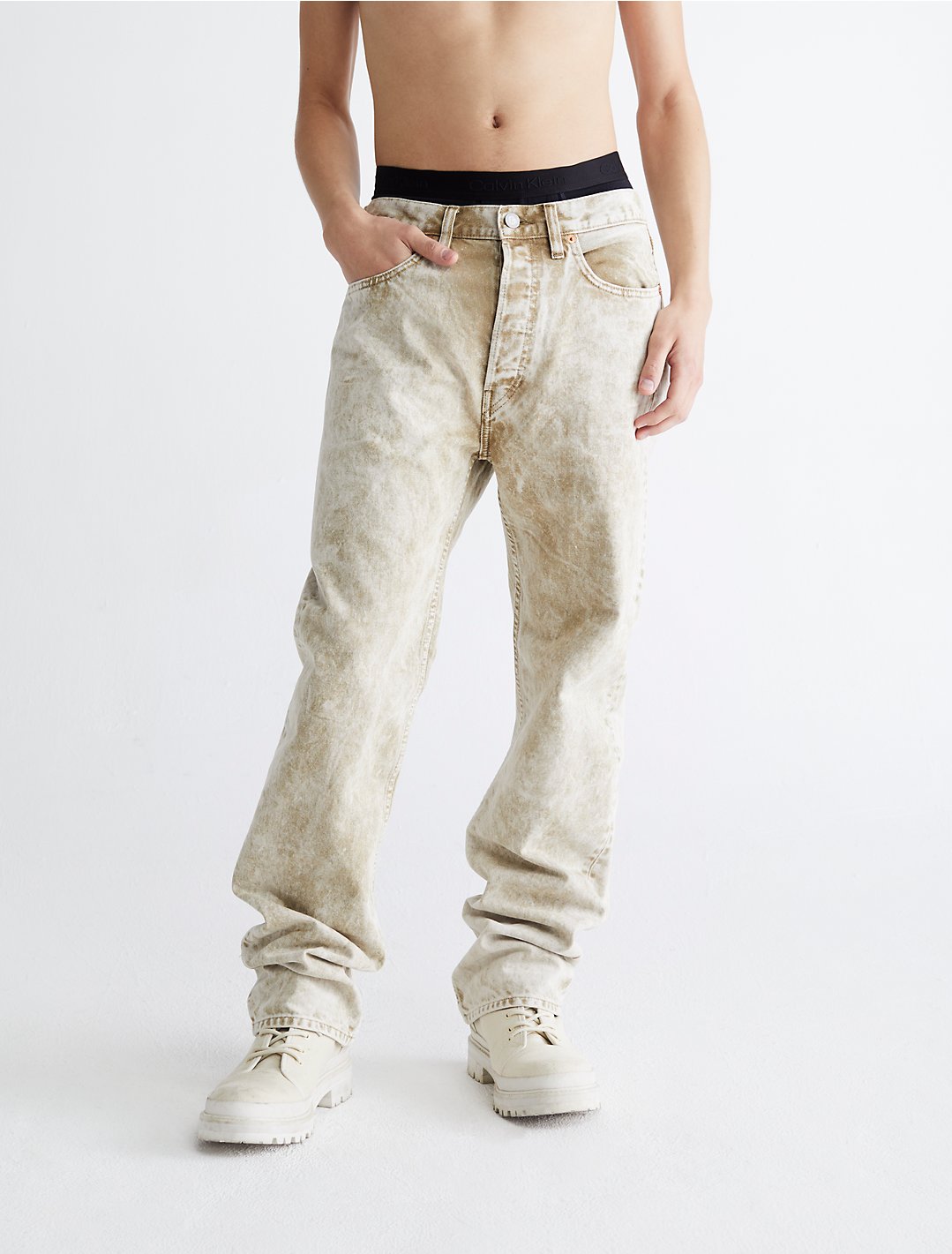 Standards Unbleached Marble Dye Straight Leg Jeans | Calvin Klein® USA