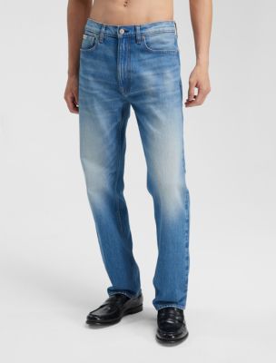 Mens Denim Jeans Pants Premium Cotton Straight Leg Fit CA8929 Black 34x32 