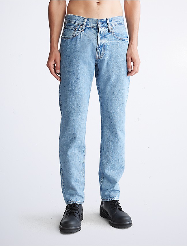 Men's Washed Cross Design Straight Jeans