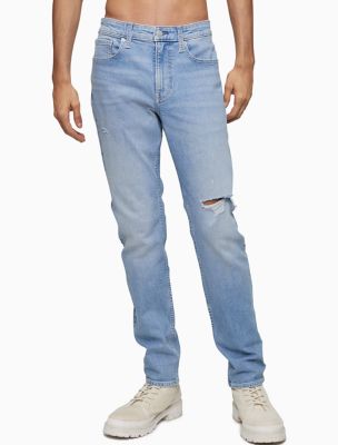 Slim Fit Distressed Light Wash Jeans