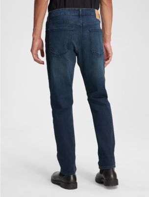 Calvin Klein Mens Striped Slim Fit Jeans, Black, 34W x 32L