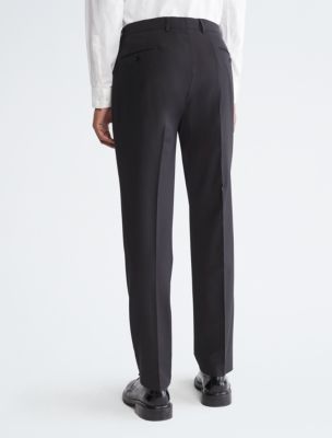 Calvin Klein Men's Slim-Fit Stretch Mini-Grid Dress Pants Charcoal Size  33X30