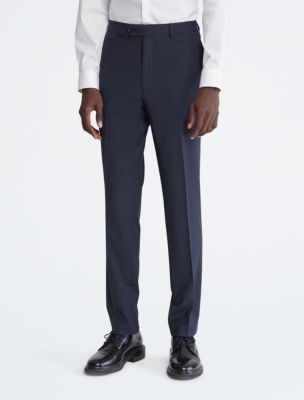 Men's Dark Blue Twill Classic Fit Suit Pants