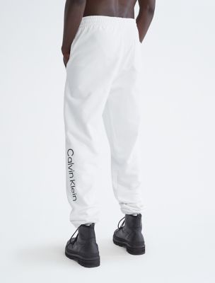 Calvin Klein Mens Logo Icon Tape Fleece Black Tracksuit Bottoms Joggers