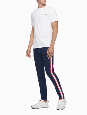 calvin klein logo stripe jeans