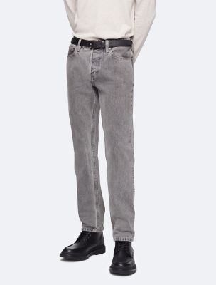 Mens grey straight sales jeans