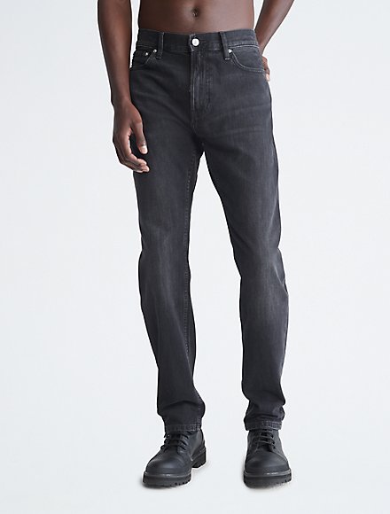 Mens Clothing Jeans Tapered jeans Calvin Klein Denim Slim Fit Tapered Jeans in Black for Men 