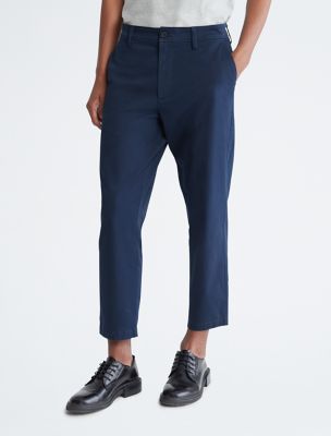 Tapered Leg Cropped Chinos, Dark Sapphire
