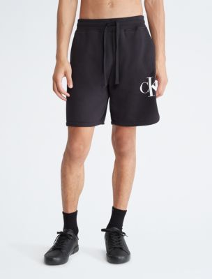 Calvin Klein Men's Ck Jeans Monogram Logo Fleece Shorts, Black