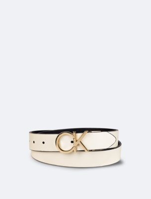 CALVIN KLEIN JEANS - Women's leather belt with monogram plaquette