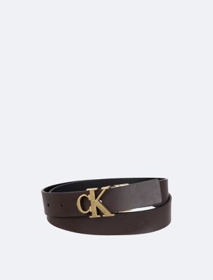 Calvin Klein Women's Retro Monogram Logo Plaque Reversible Belt