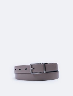 Solid Reversible Harness Buckle Belt, Taupe/Black