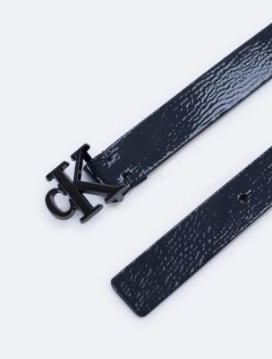 Slim Monogram Logo Belt, Black