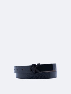 Slim Monogram Logo Belt, Black