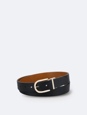 Monogram Logo and Round Buckle Reversible Belt Set Calvin Klein