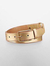 raw edge metallic leather belt | Calvin Klein