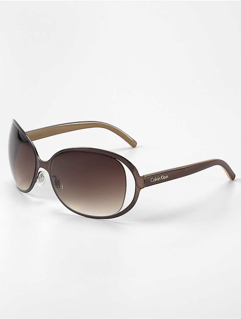 Calvin Klein Womens Shield Link Sunglasses Brown | eBay