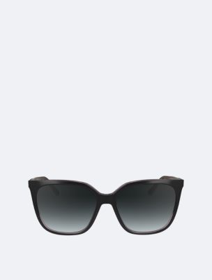 Acetate Modified Rectangle Gradient Sunglasses, Black/Pink