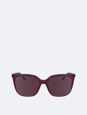 Acetate Modified Rectangle Gradient Sunglasses, Cherry/Rose