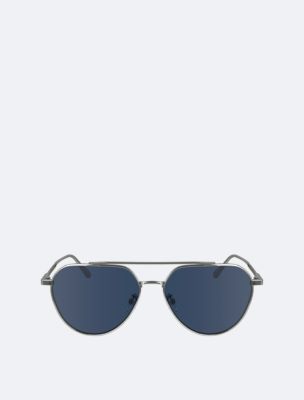 Metal Aviator Sunglasses, Silver