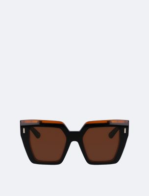 Acetate Modified Square Sunglasses, Black Charcoal