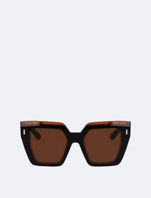 Acetate Frame Square Sunglasses (Brown)