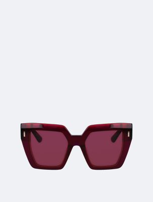 Acetate Modified Square Sunglasses, Rose