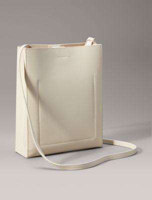 Line Leather Crossbody Bag, Antique White