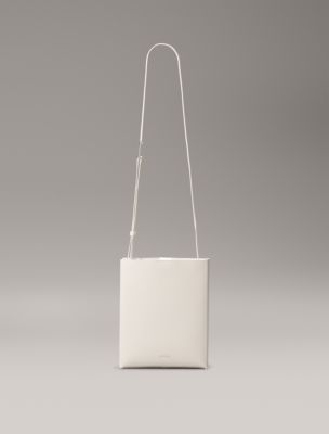 Line Leather Crossbody Bag, Antique White