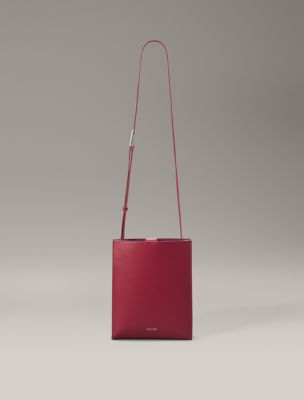 Line Leather Crossbody Bag, Mahogany