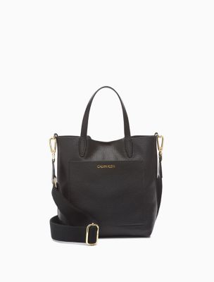 calvin klein black leather crossbody bag