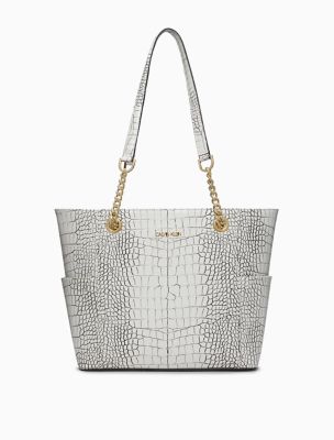 calvin klein monogram chainlink tote bag