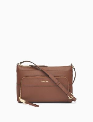 calvin klein brown leather purse