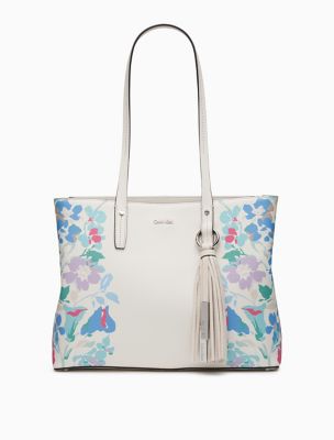 calvin klein white floral purse