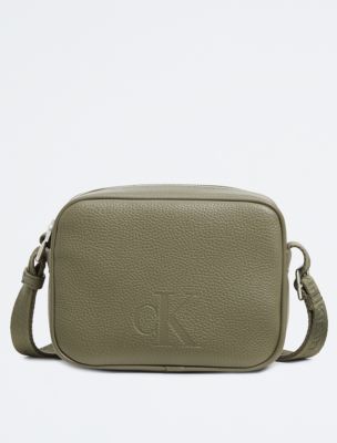 Calvin Klein CK Monogram Logo, Zip Top Crossbody Bag, Color, Beige & Gray