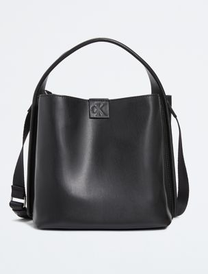 Letter Detail Bucket Bag, Fashion Top Handle Purse, Stylish Faux