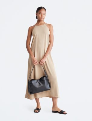 Calvin Klein Soft Shoulder Bag, Silver Mink at John Lewis & Partners