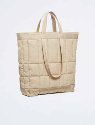 Calvin Klein Monogram Tote Twilight - Beige with Blue Handles